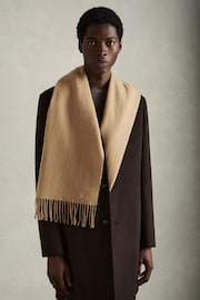 Reiss Soft Camel Picton Wool and Cashmere Scarf - Image 2 of 4