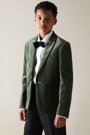 Reiss Sage Green Apsara Junior Velvet Single Breasted Blazer - Image 3 of 4