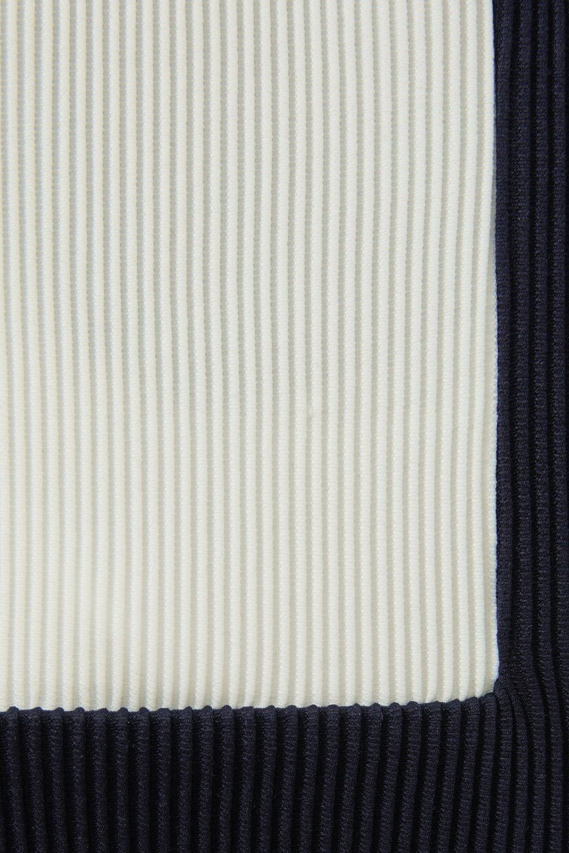 Reiss Optic White/Navy Pico Junior Colourblock Plisse Drawstring Shorts - Image 4 of 4