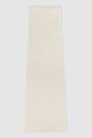 Reiss Off White Chesterfield Merino Wool Ribbed Scarf And Beanie Set - Image 3 of 5