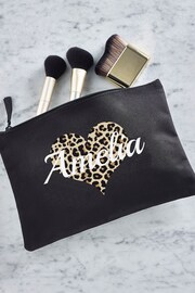 Loveabode Personalised Animal Print Make Up Black Bag - Image 1 of 4