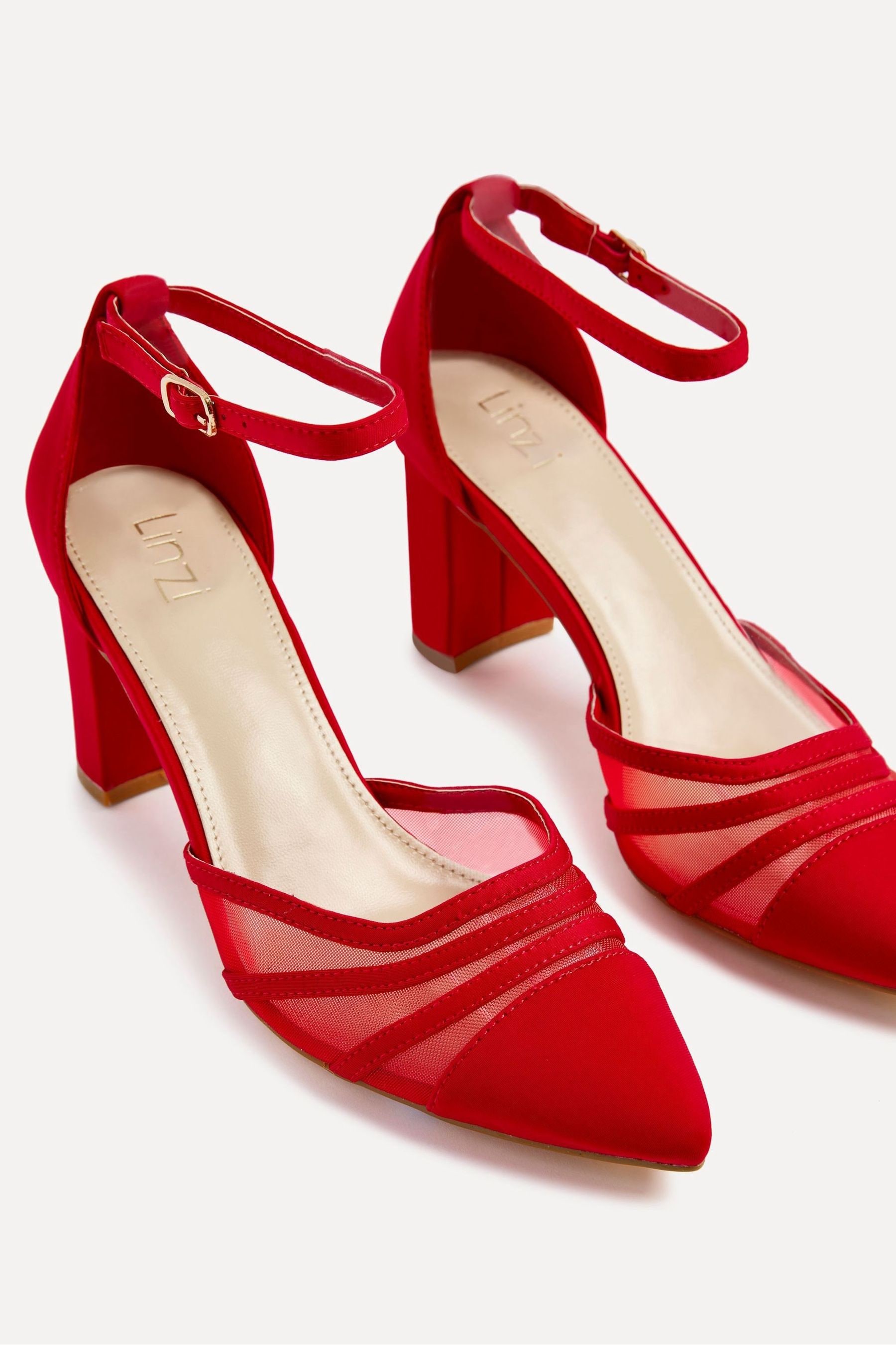 Buy Linzi Red Tasha Scuba Block Court Heels With Mesh Front Detail from the Next UK online shop
