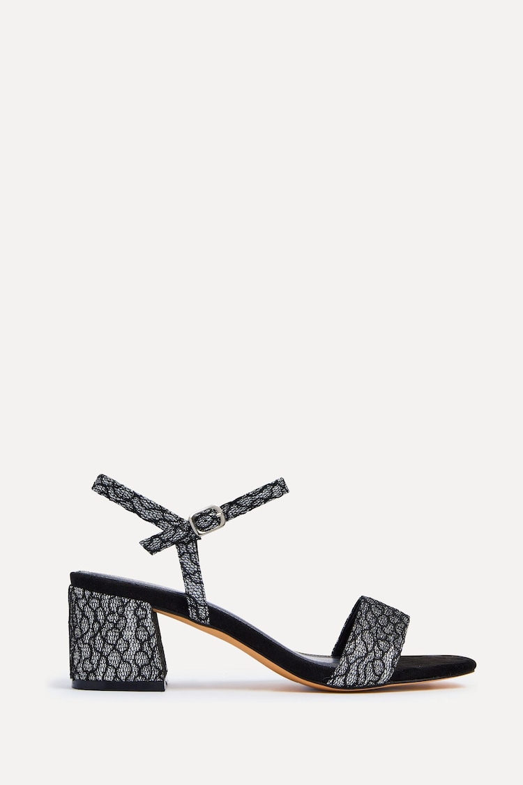 Linzi Black Amari Glitter Barely There Block Heeled Sandals - Image 2 of 5