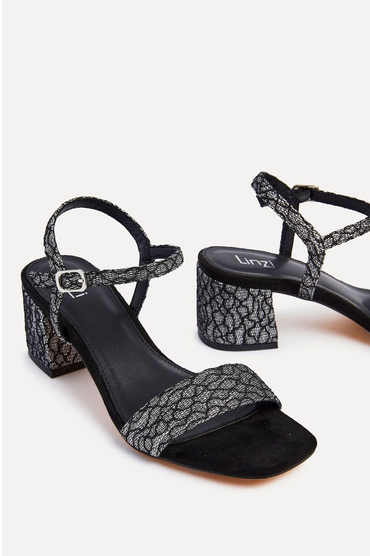 Linzi Black Amari Glitter Barely There Block Heeled Sandals - Image 5 of 5