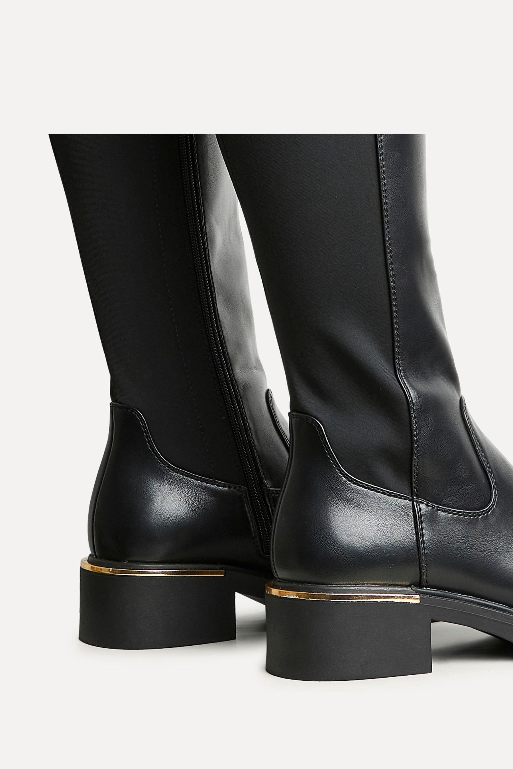 Linzi Black Sawyer Knee High Classic Riding Boots With Gold Trim 4 Womens