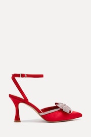 Linzi Red Angela Stiletto Court Heels With Diamante Bow - Image 2 of 5