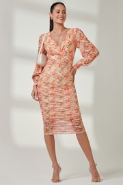 Jolie Moi Orange Long Sleeve Soft Silky Jersey Maxi Dress - Image 1 of 6