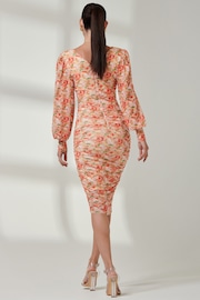 Jolie Moi Orange Long Sleeve Soft Silky Jersey Maxi Dress - Image 2 of 6