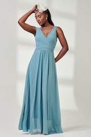 Jolie Moi Green Pleated Bodice Chiffon Maxi Dress - Image 1 of 6