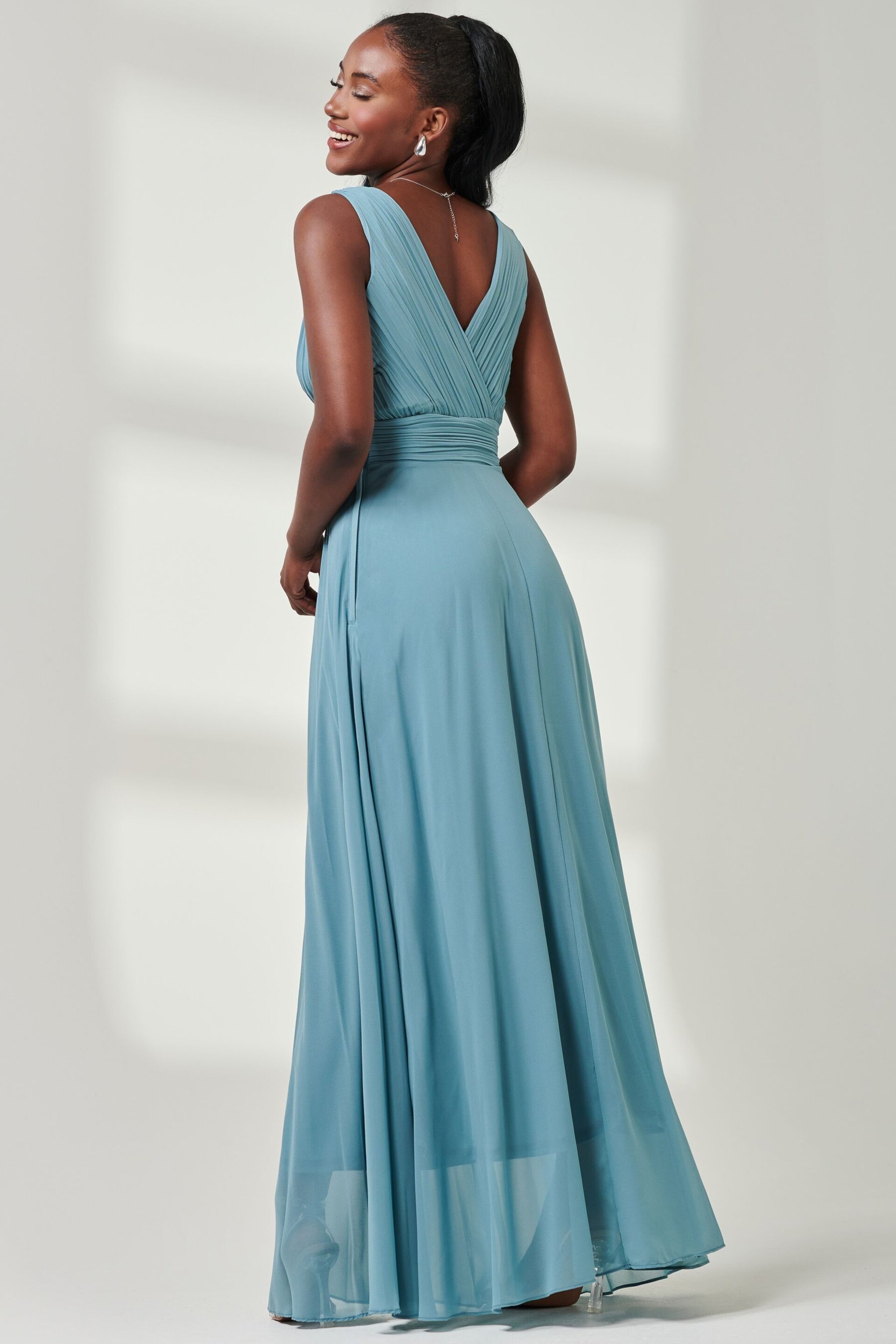 Jolie Moi Green Pleated Bodice Chiffon Maxi Dress - Image 2 of 6