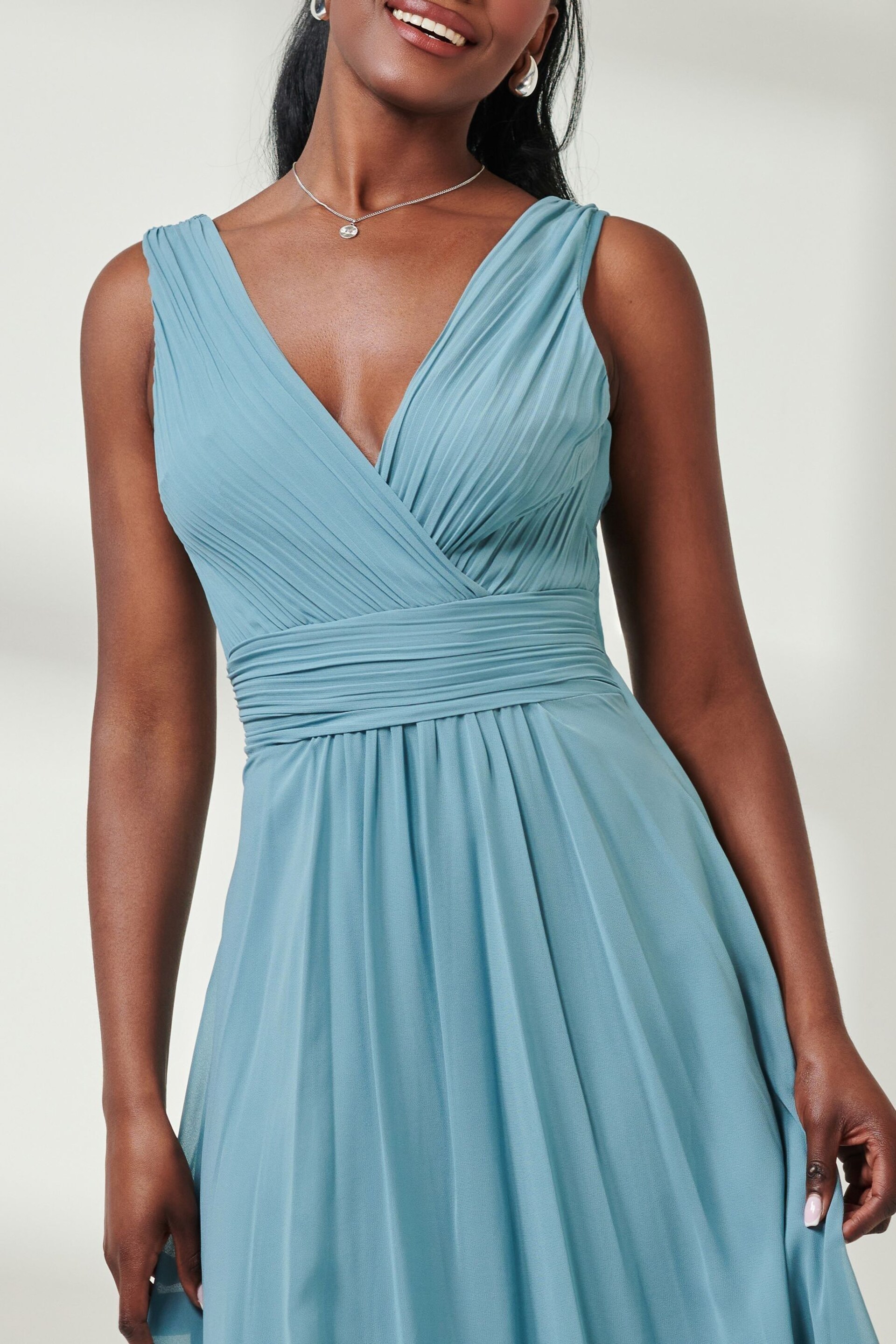 Jolie Moi Green Pleated Bodice Chiffon Maxi Dress - Image 3 of 6