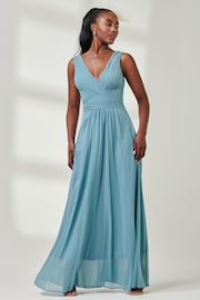 Jolie Moi Green Pleated Bodice Chiffon Maxi Dress - Image 4 of 6