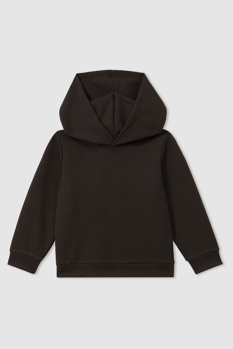 Reiss Chocolate Brown Fabien Senior Interlock Jersey Hoodie - Image 2 of 4