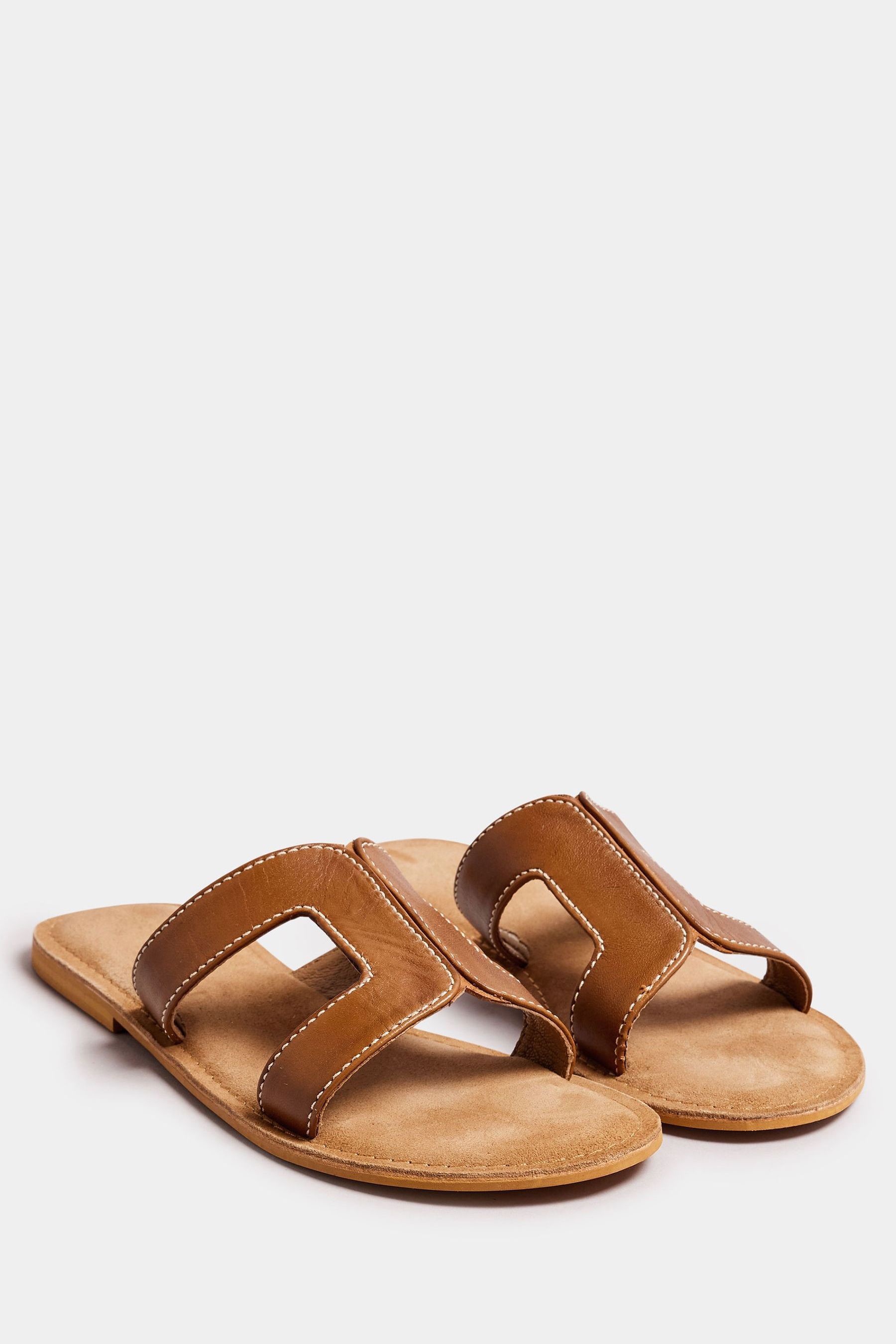 Buy Long Tall Sally Brown Tan Leather Cut Out Mule Sandals In Standard Fit from Next Luxembourg