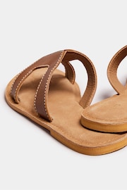 Long Tall Sally Brown Tan Leather Cut Out Mule Sandals In Standard Fit - Image 4 of 5