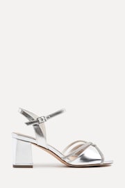 Linzi Silver Zoey Block Heeled Sandals With Diamante Front Straps - Image 2 of 5