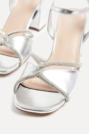 Linzi Silver Zoey Block Heeled Sandals With Diamante Front Straps - Image 4 of 5