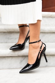 Linzi Black Galore Stiletto Court Heels With Wrap Around Ankle Strap - Image 1 of 5