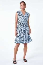 Roman Blue Spot Print Tiered Tunic Dress - Image 2 of 5