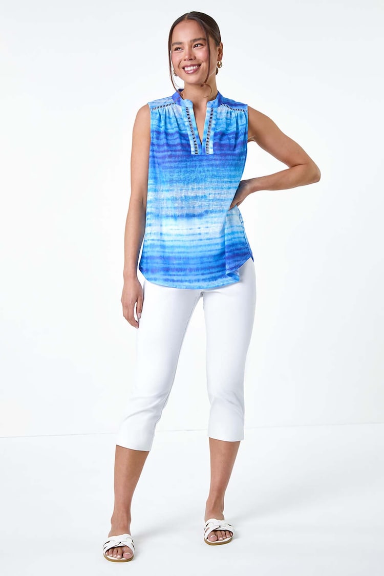 Roman Blue Tie Dye Print Top - Image 2 of 5