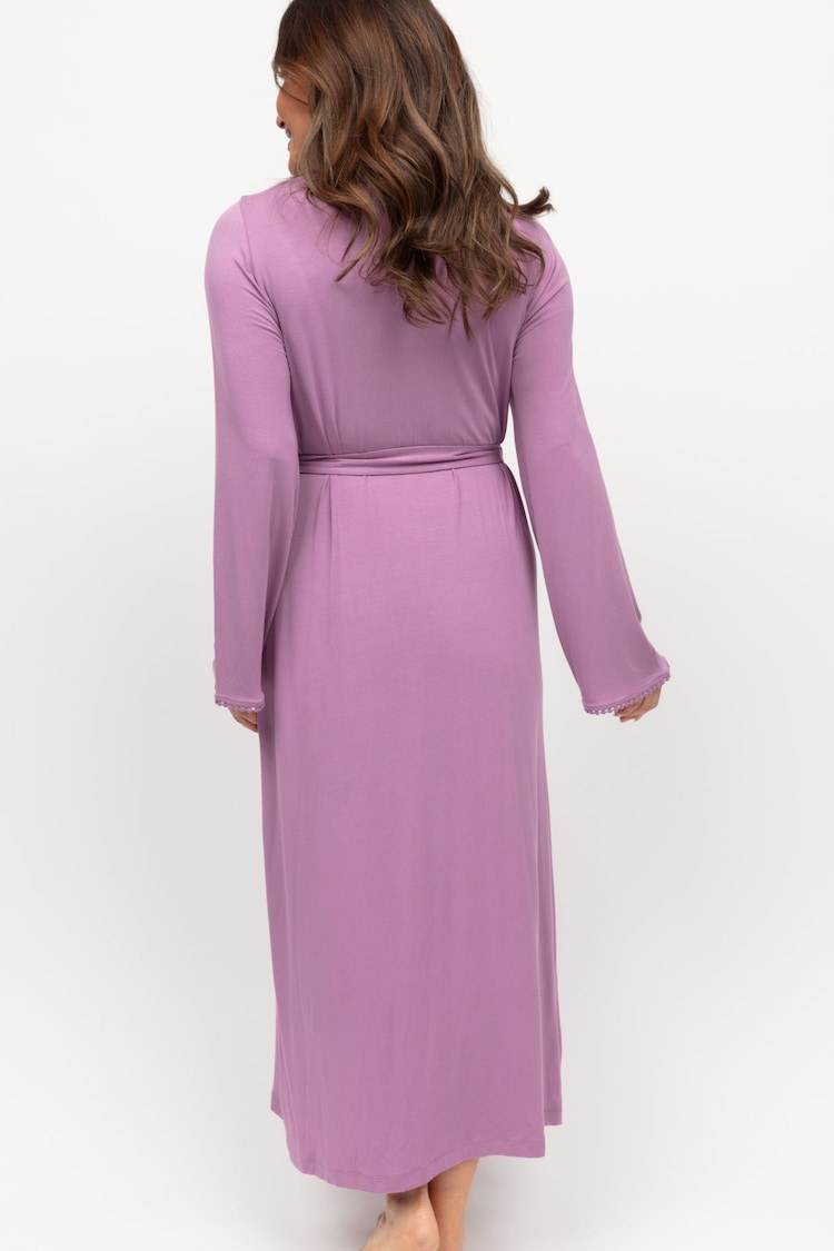 Nora Rose Pink Long Sleeve Jersey Dressing Gown - Image 2 of 3