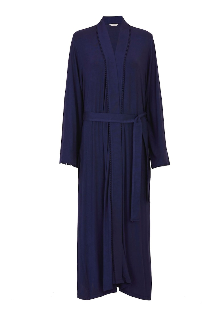 Nora Rose Blue Long Sleeve Jersey Dressing Gown - Image 4 of 4