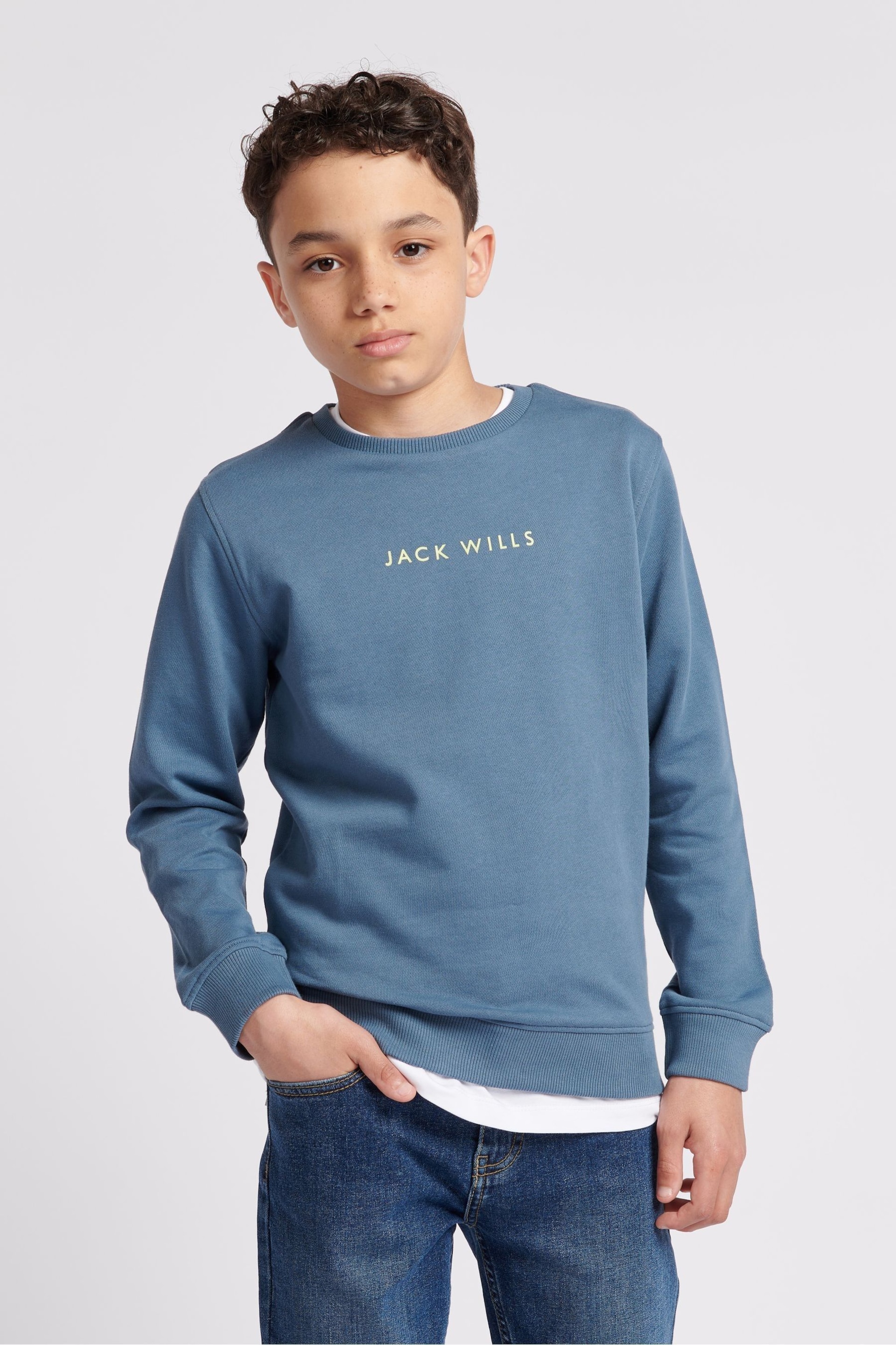 Jack Wills Boys Blue Digital Graphic Sweatshirt - Image 1 of 7