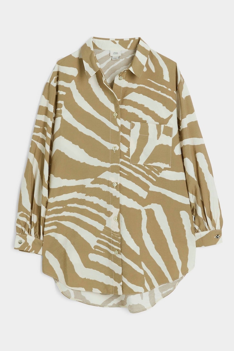 River Island Beige Girls Cropped Zebra Shirt - Image 1 of 4