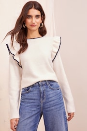 Friends Like These Cream Petite Ruffle Sleeve Jumper - Image 1 of 4