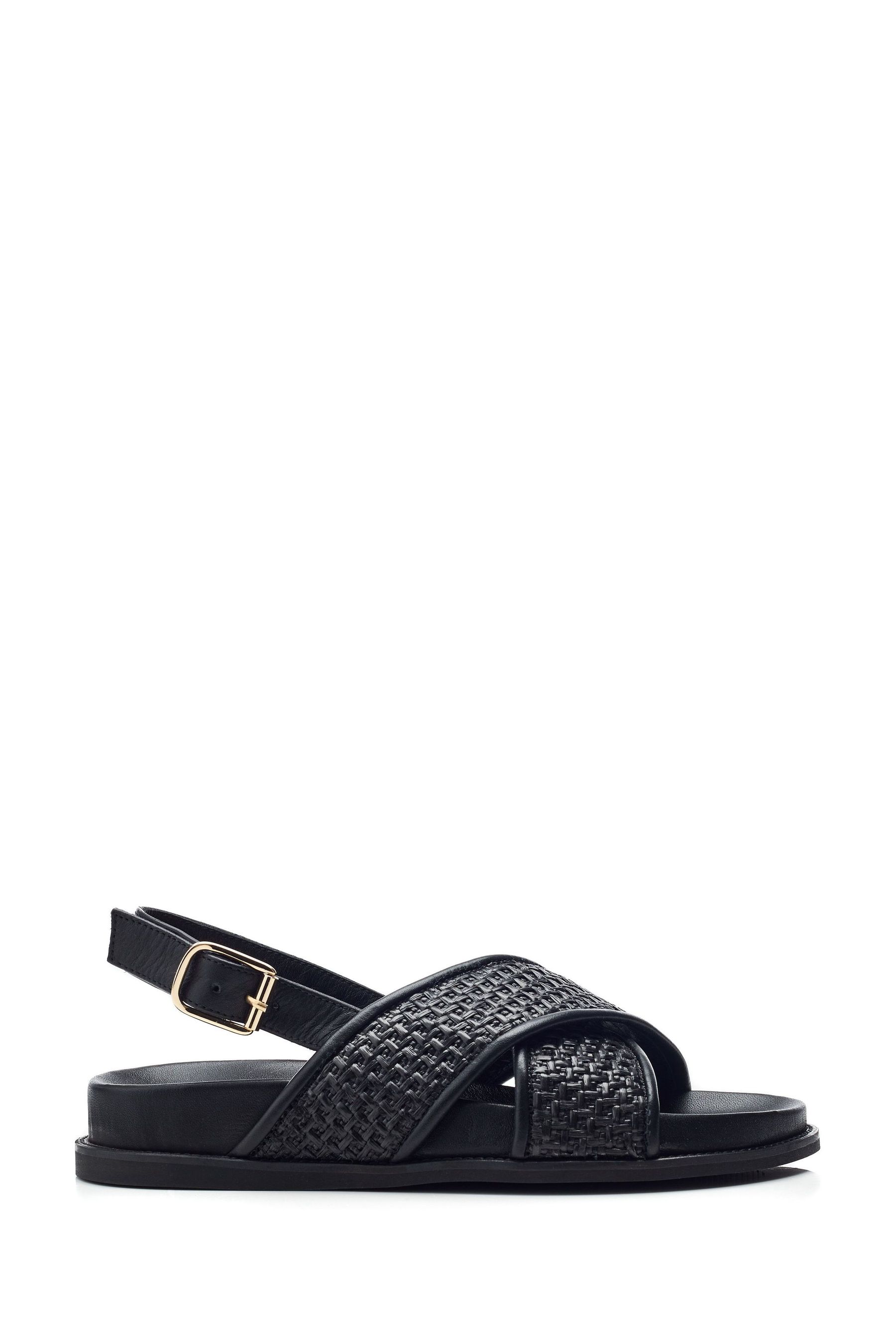 Moda in pelle black sandals top