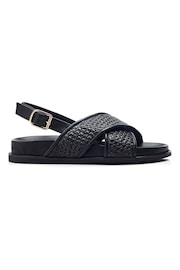 Moda in Pelle Olympe Cross-Over Footbed Black Sandals - Image 1 of 4