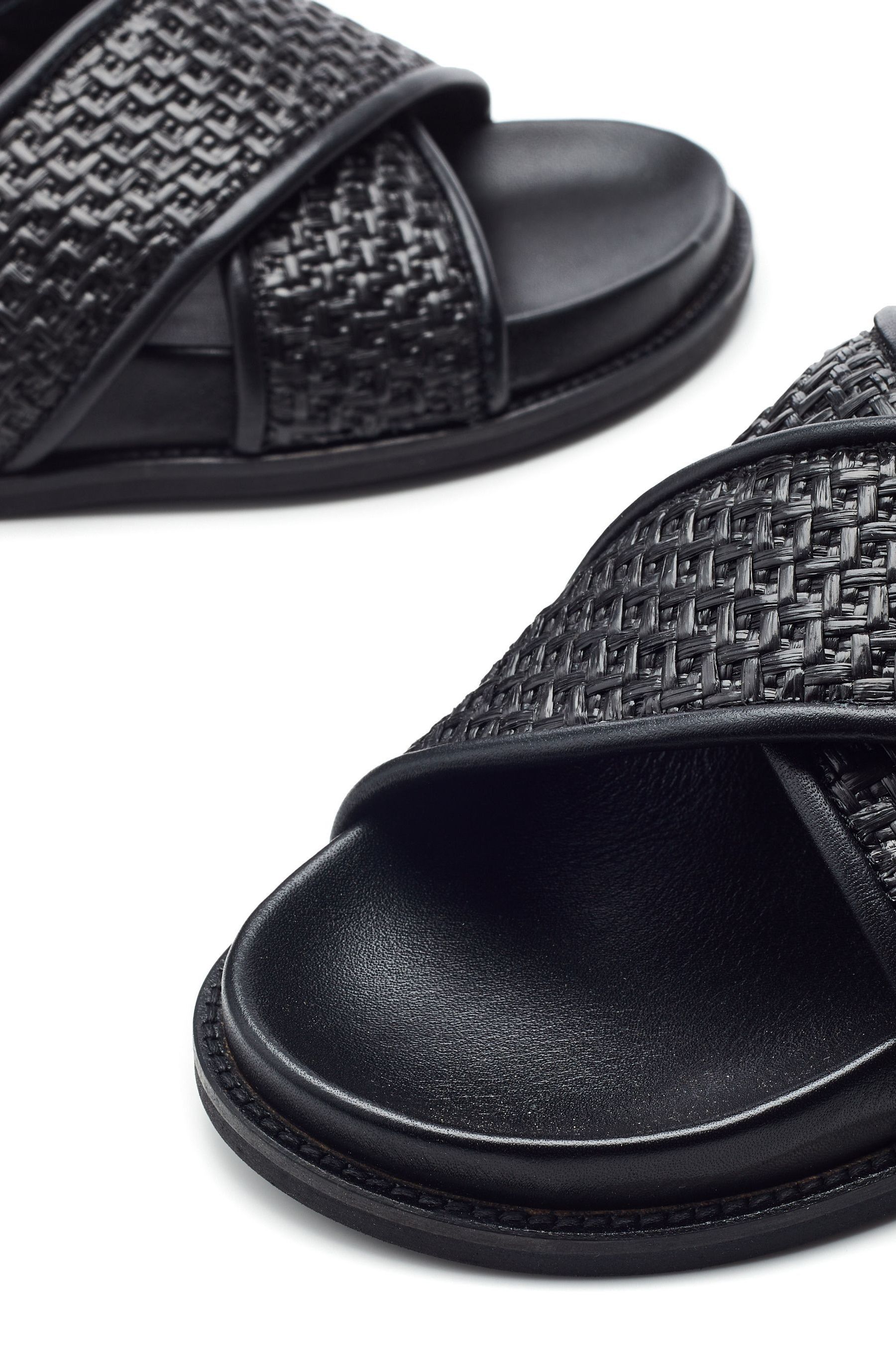 Buy Moda in Pelle Olympe Cross Over Footbed Black Sandals from Next Luxembourg