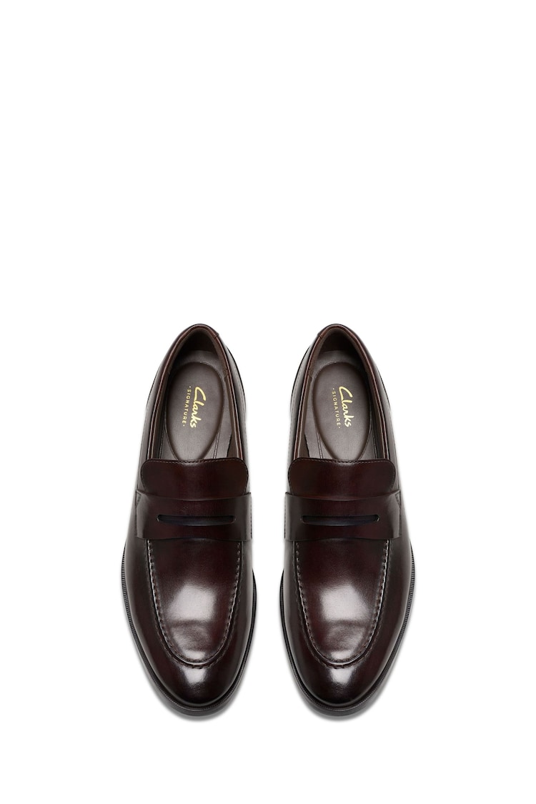 Clarks Dark Brown Leather Brandon Step Loafers - Image 7 of 7