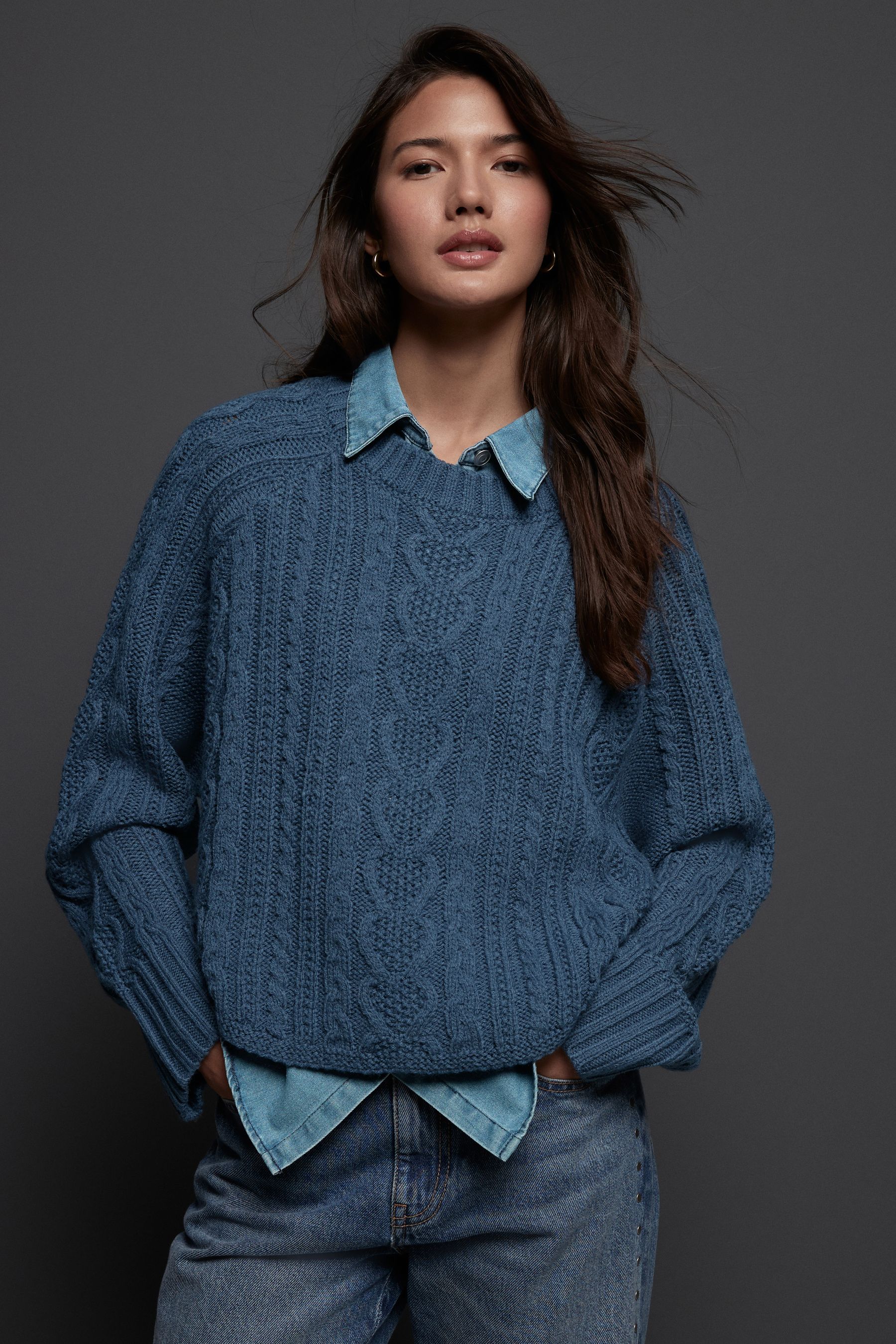 Denim shirt under sweater clearance