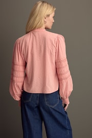 Pink Long Sleeve Ladder Insert 100% Cotton Blouse - Image 3 of 9