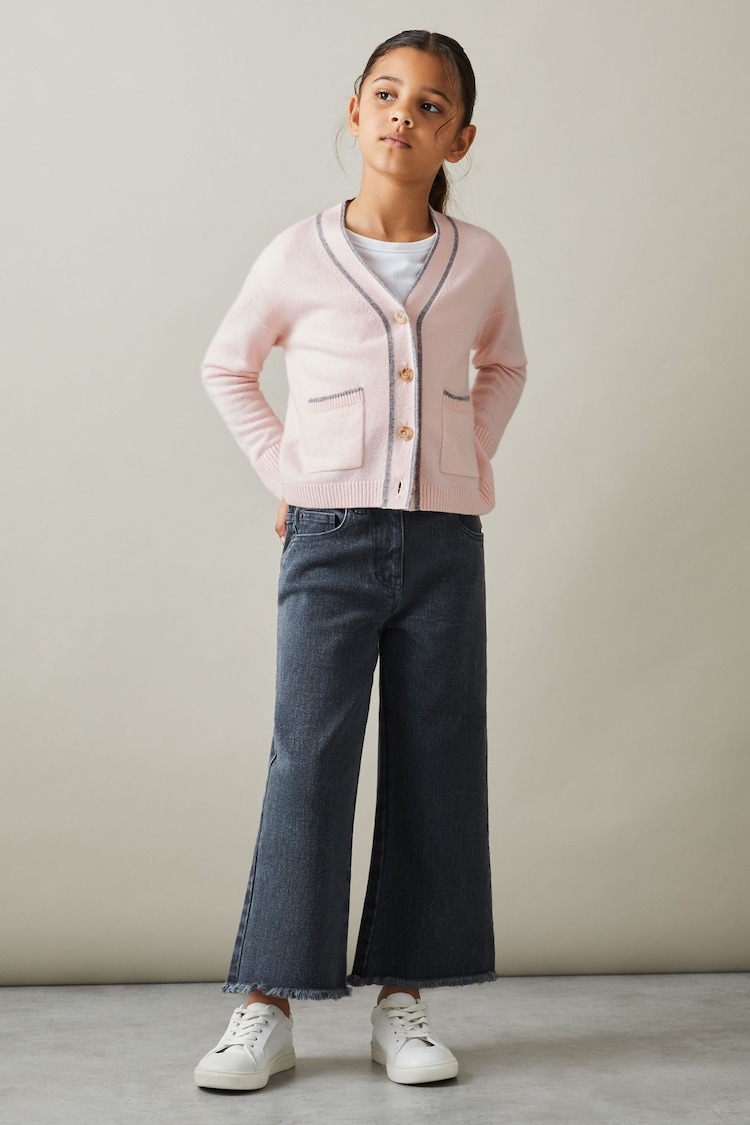 Reiss Pink Juni Junior Relaxed Wool-Cashmere Cardigan - Image 1 of 4