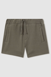 Reiss Green Smoke Robin Teen Textured Drawstring Shorts - Image 1 of 4