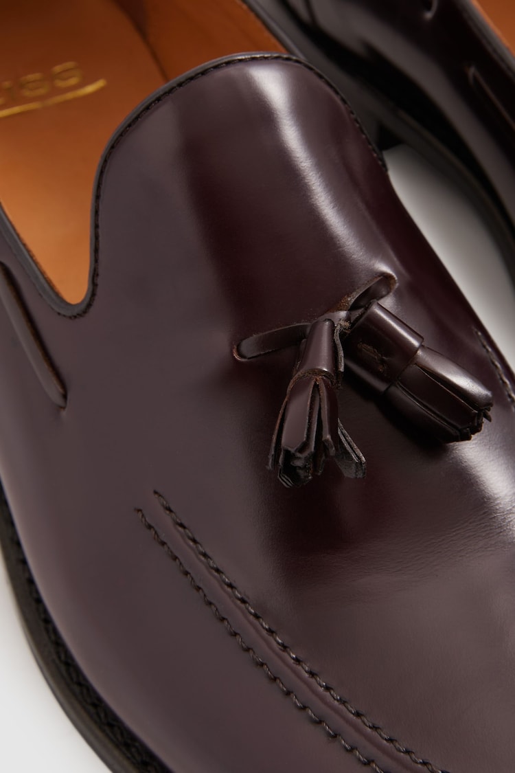 Reiss Oxblood Clayton Tasselled Suede Loafers - Image 5 of 5