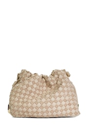 Dune London Cream Primrose Small Woven Drawstring Leather Bag - Image 3 of 5