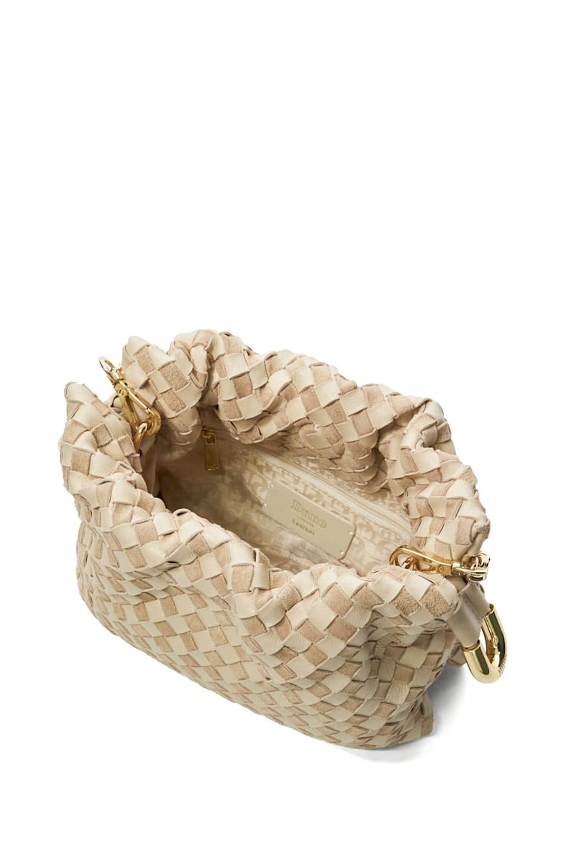 Dune London Cream Primrose Small Woven Drawstring Leather Bag - Image 4 of 5