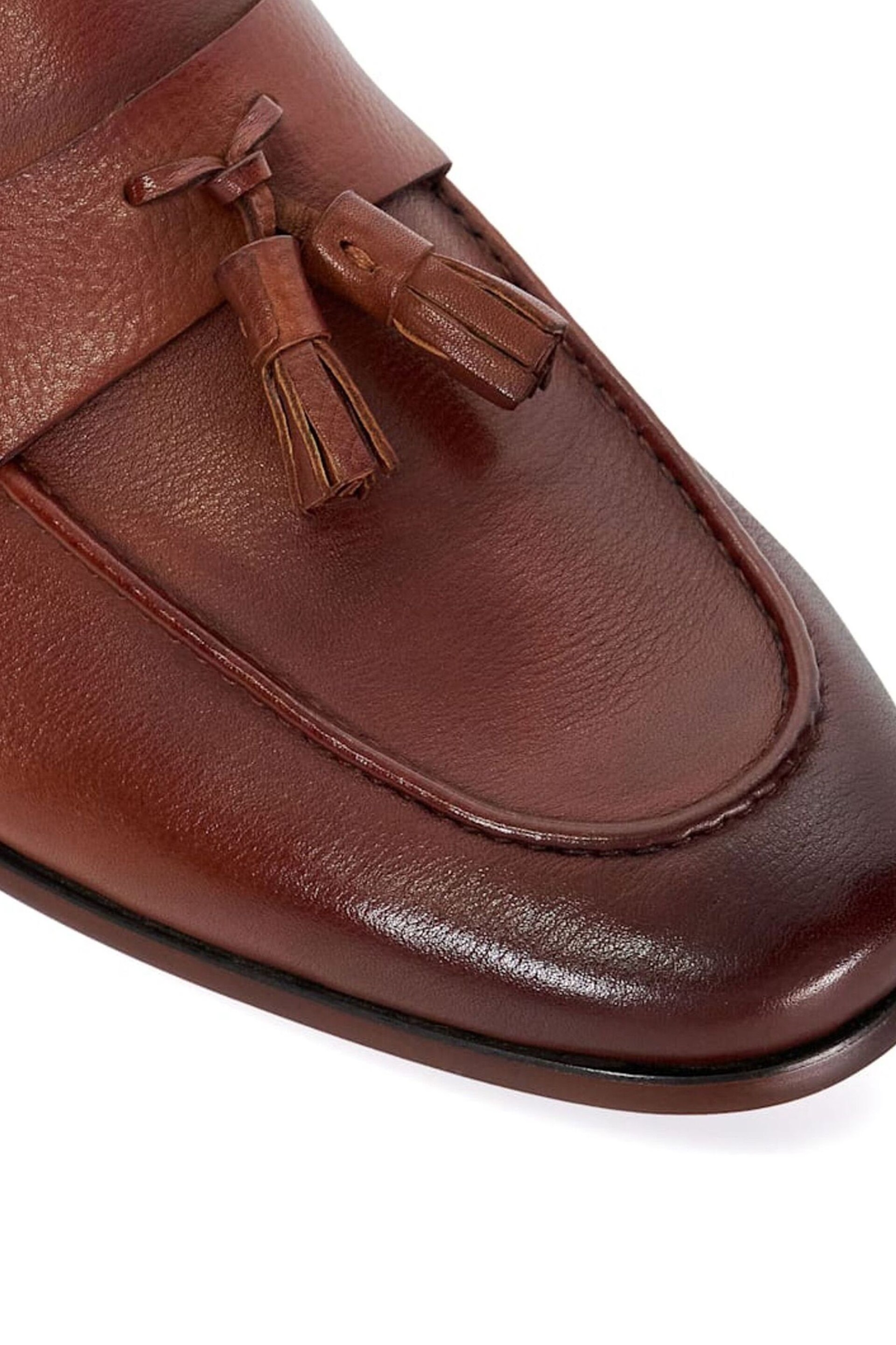 Dune London Brown Supremium Crush Back Tasslie Loafers - Image 6 of 6