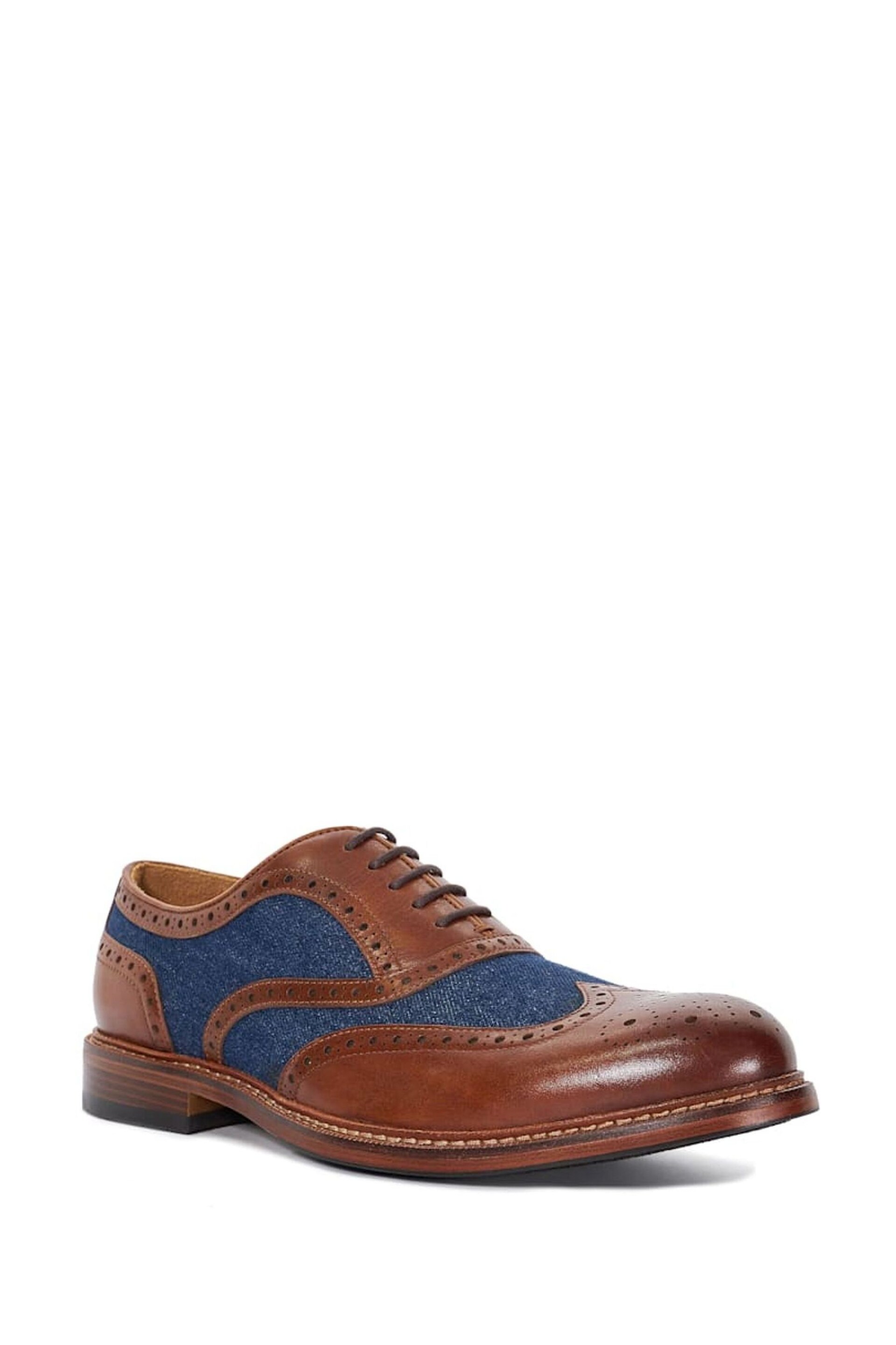 Dune London Brown Soar Mixed Material Brogues - Image 3 of 5