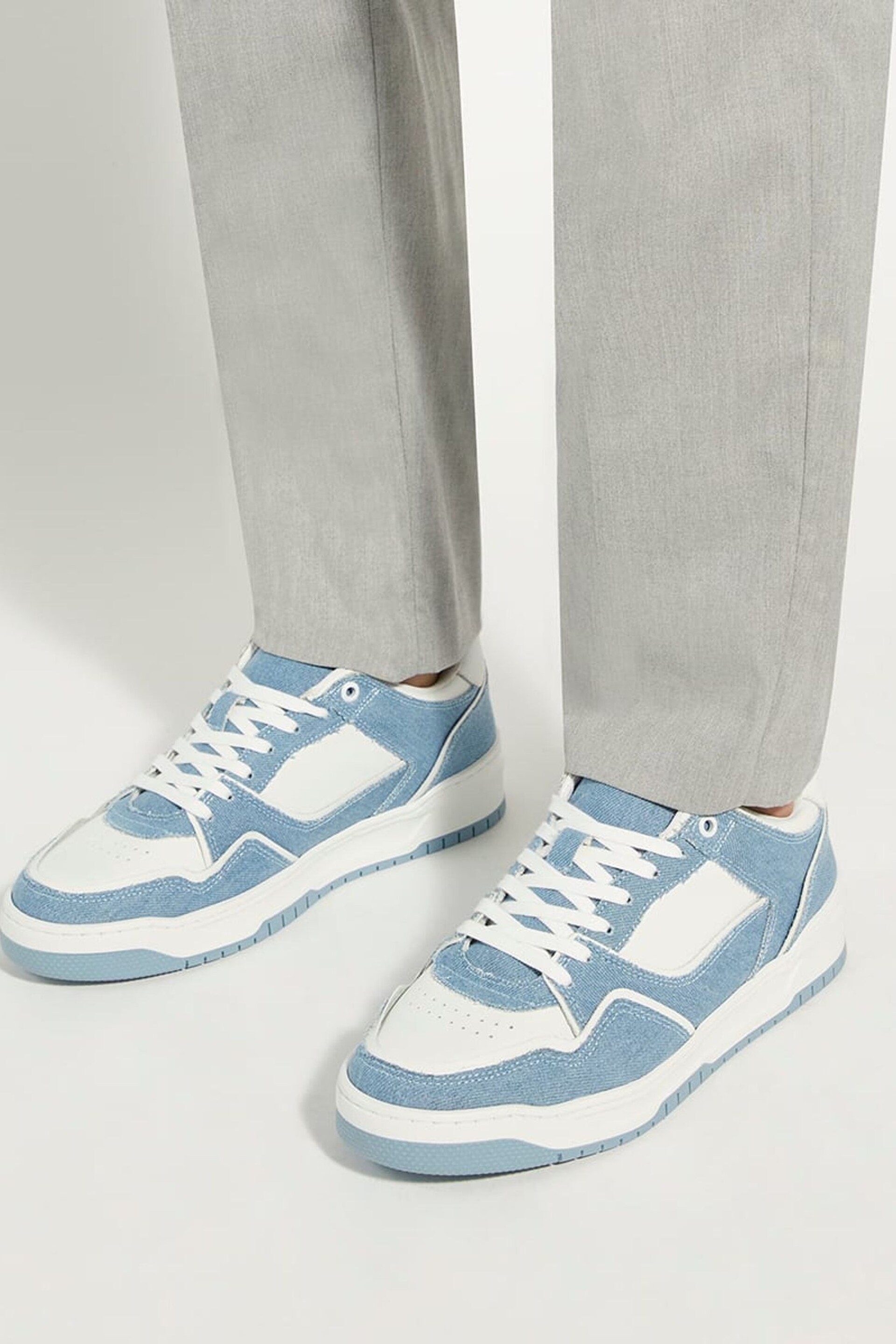 Dune London Blue Tainted Chunky Court Trainers - Image 6 of 6