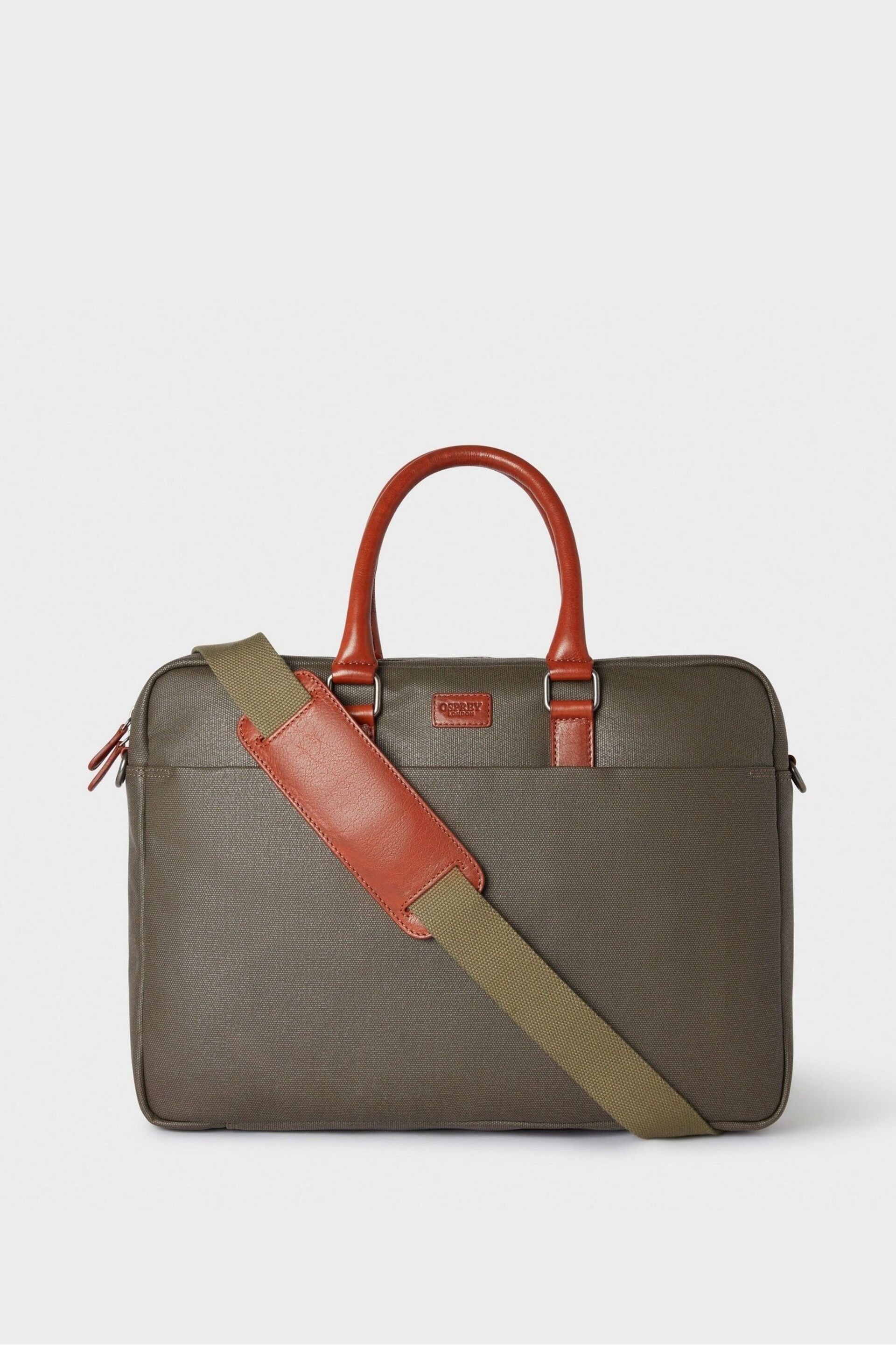 OSPREY LONDON Waxed Canvas & Glazed Calf Leather Grantham Laptop Bag - Image 1 of 4