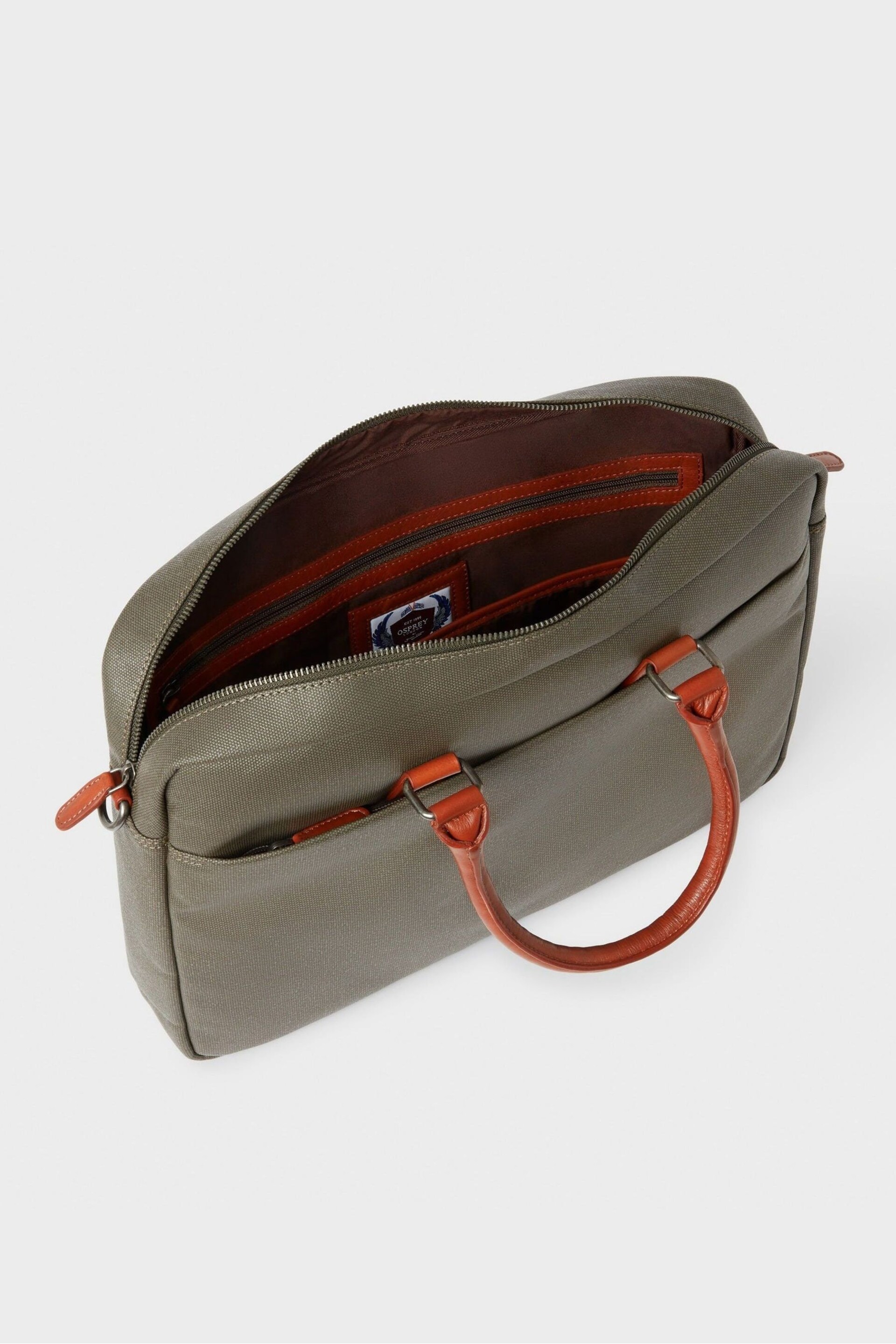 OSPREY LONDON Waxed Canvas & Glazed Calf Leather Grantham Laptop Bag - Image 3 of 4