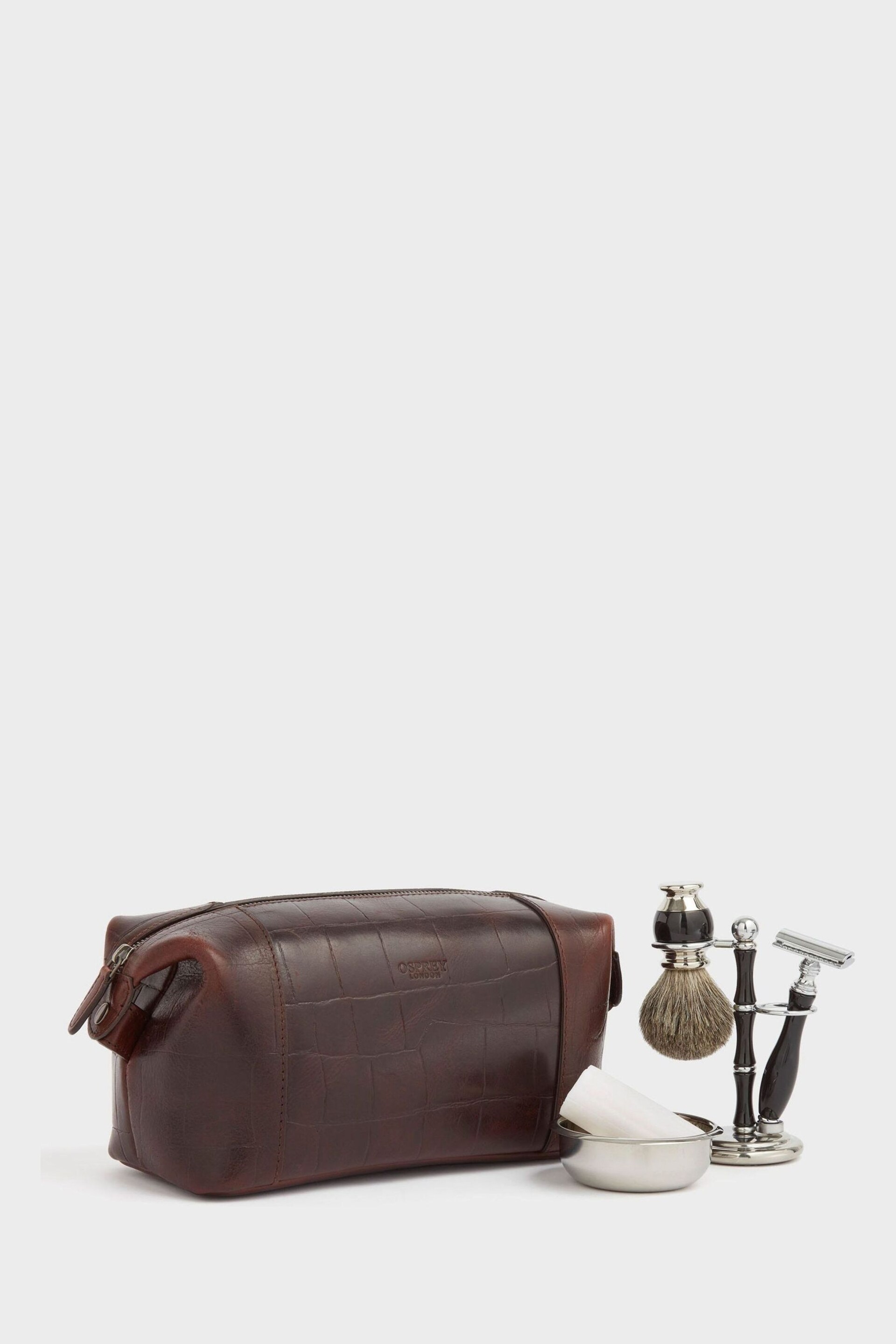 OSPREY LONDON The Brixton Leather Brown Washbag - Image 2 of 6