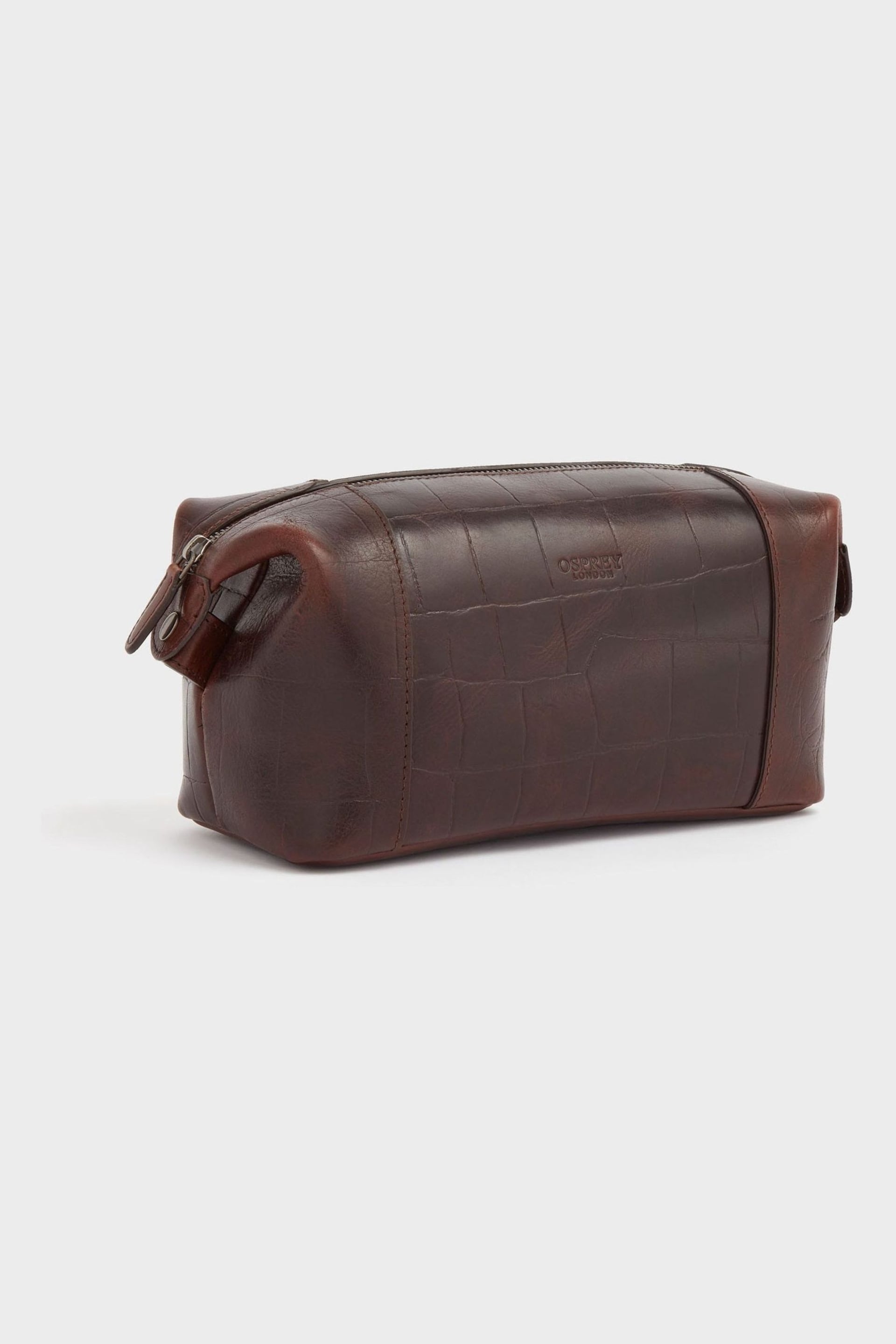 OSPREY LONDON The Brixton Leather Brown Washbag - Image 3 of 6