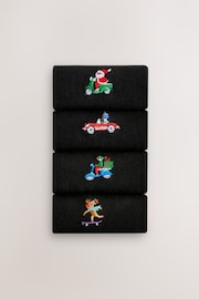 Black Christmas Embroidered Socks - Image 1 of 1