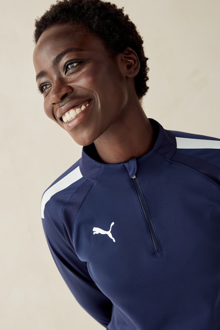 Puma Blue Womens Teamliga Quarter-Zip Football Top - Image 3 of 3