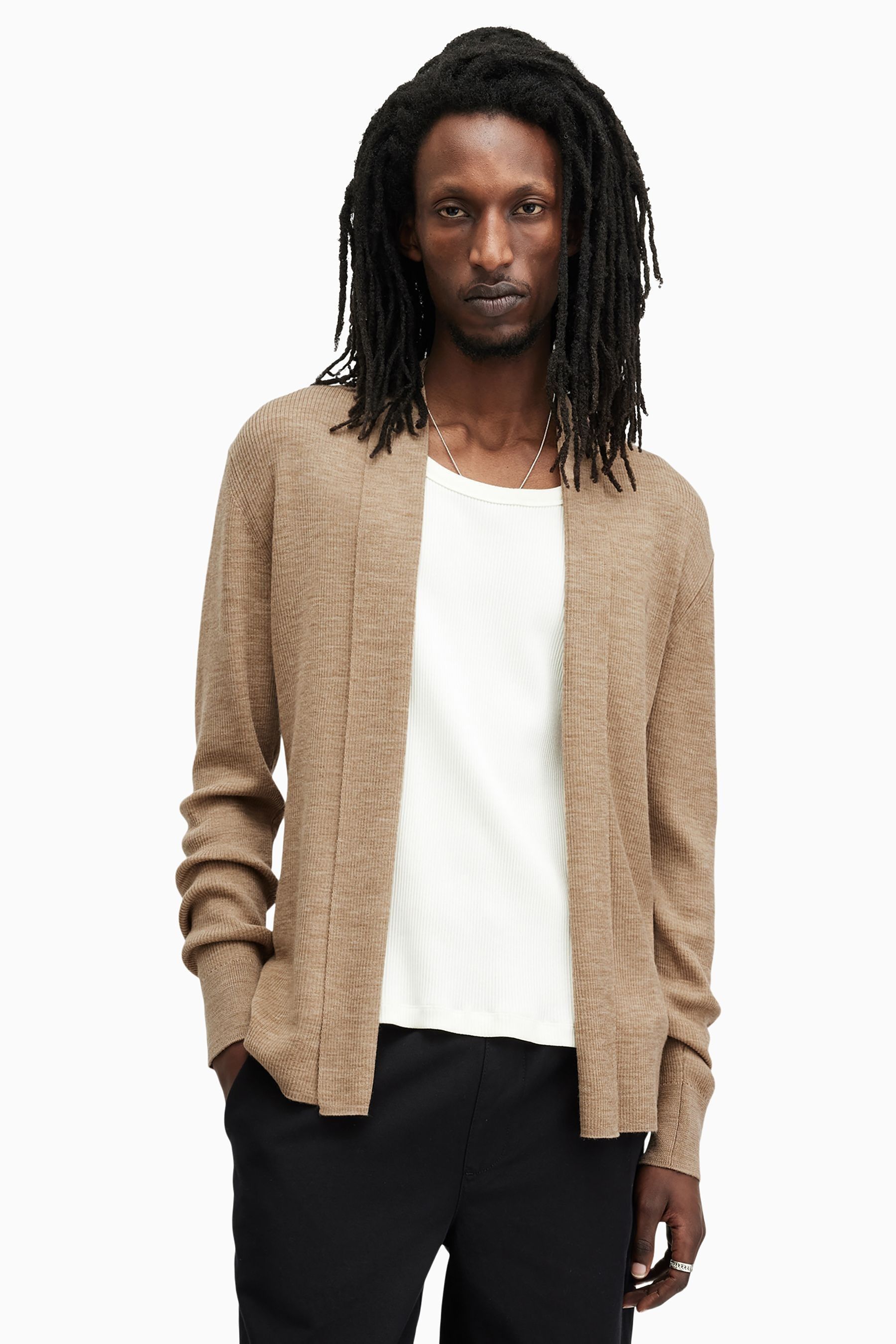 Buy AllSaints Brown Mode Merino Open Cardigan from Next Canada